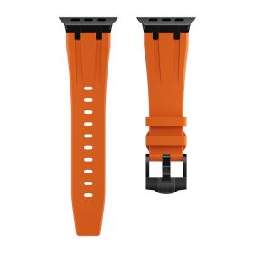 For Apple Watch Ultra Watch Strap Liquid Silicone (Option: 08 Black Orange-42or44or4549MM)