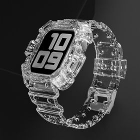 Compatible with Apple, Suitable For Iwatch6 Apple Watch Strap Silicone Creative Watch Case With One (Option: Transparent-38mm)